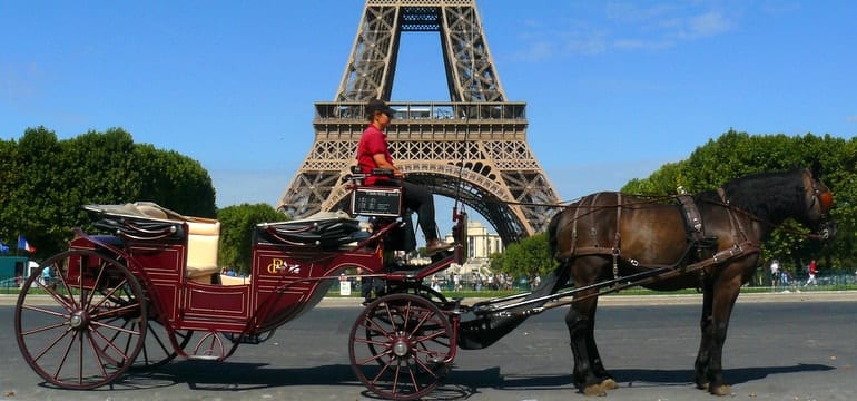 Carriage infront of the Eiffel Tower Paris